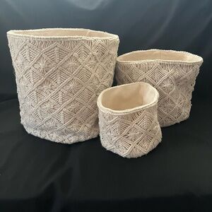 Americanflat Woven Macrame Storage Baskets with Natural Cotton Rope, Set of 3